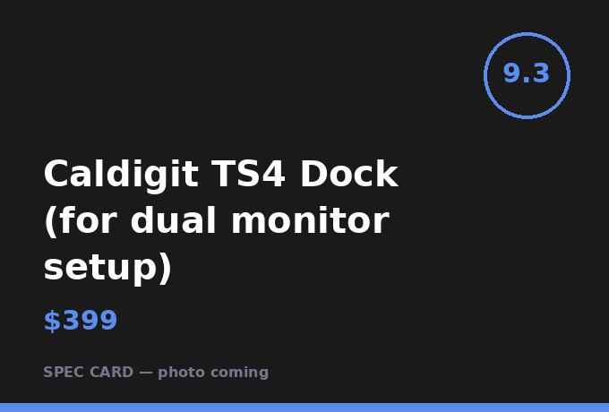 Caldigit TS4 Dock (for dual monitor setup)